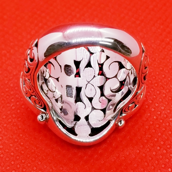 STERLING SILVER GOLD ACCENT ORNATE COCKTAIL RING - Picture 5 of 6